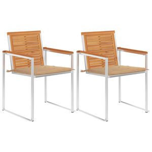 vidaXL Tuinstoelen 2 st met kussens massief acaciahout en staal