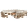 vidaXL Buiten bankenset 14 pcs Natuurlijk en Cr&egrave;me Wit Polyester