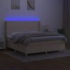 vidaXL Boxspring met matras en LED stof cr&egrave;mekleurig 160x200 cm