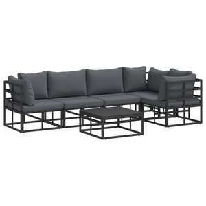 vidaXL Tuinbankenset 6 st Zwart Aluminium