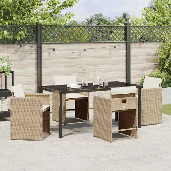vidaXL Tuin eettafelset 5 pcs Beige poly rattan
