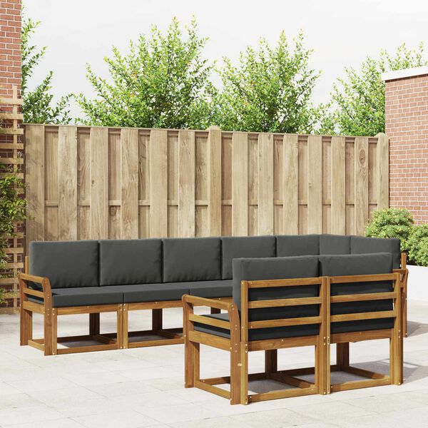 vidaXL Buiten bankenset met kussen 8 pcs Natuurlijk en Antraciet