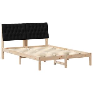vidaXL Bedframe met hoofdeinde Zwart 140 x 200 cm Massief grenenhout