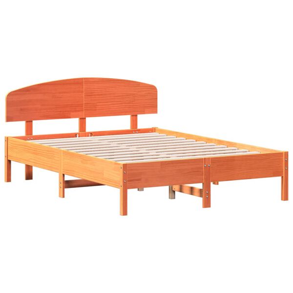 vidaXL Bedframe zonder matras massief grenenhout wasbruin 135x190 cm