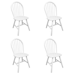 vidaXL Eetkamerstoelen 4 st massief rubberwood wit