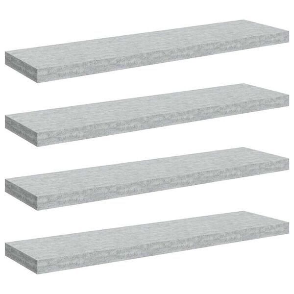 vidaXL Wandschappen zwevend 4 st 90x23,5x3,8 cm MDF betongrijs
