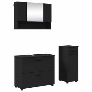 vidaXL Badkamermeubelset 3 st Zwart 76,5 x 35 x 64 cm