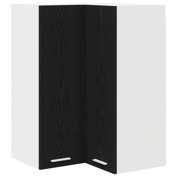 vidaXL Hangkast Zwarte Eik en Wit 57 x 57 x 80 cm Bewerkt hout