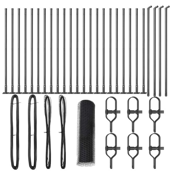 vidaXL Afrasteringspaal Grijs 50 x 0,4 m (25 mm gaas) Staal en PVC