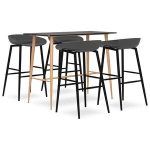 vidaXL 5-delige Barset zwart en grijs