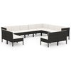 vidaXL 12-delige Loungeset met kussens poly rattan zwart