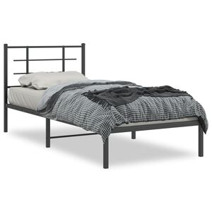vidaXL Bedframe met hoofdbord metaal zwart 90x200 cm