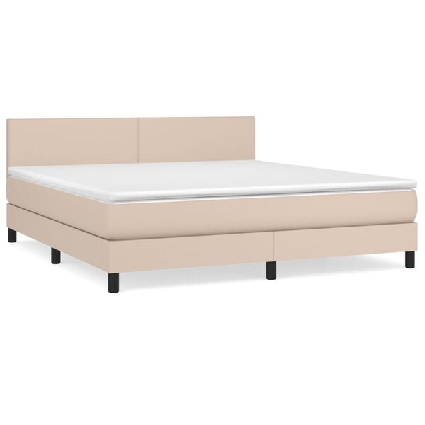 vidaXL Boxspring met matras kunstleer cappuccinokleurig 180x200 cm