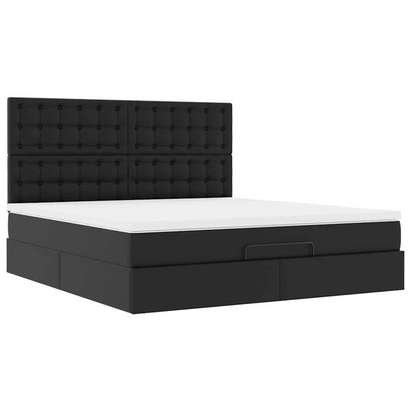 vidaXL Ottoman bed met matras 160x200cm kunstleer zwart