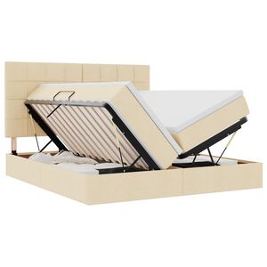 vidaXL Opslag bed met matras met opslag Cr&egrave;me 200 x 200 cm Nep Leer