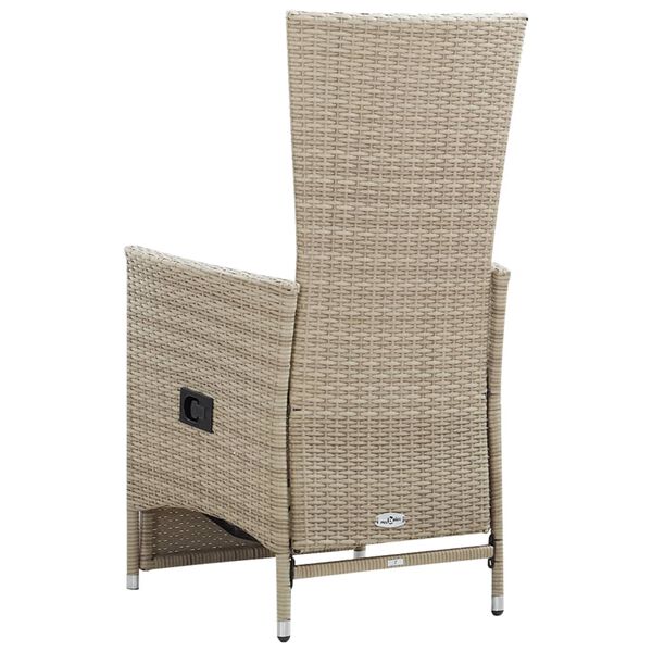 vidaXL Tuinstoelen 2 st verstelbaar met kussens poly rattan beige