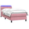 vidaXL Boxspring met matras en LED fluweel roze 80x220 cm