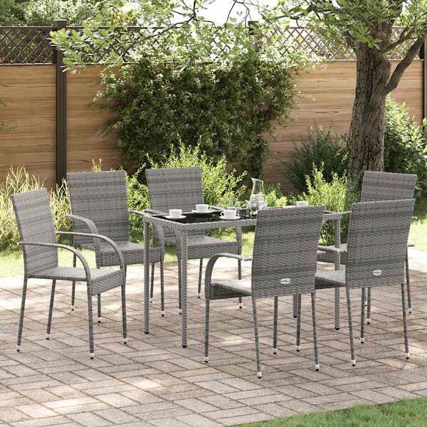 vidaXL Tuinstoelen stapelbaar 4 st poly rattan grijs