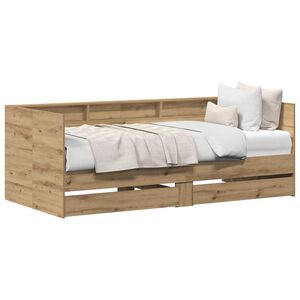 vidaXL Dagbed met lade Artisan Eiken 100 x 200 cm Bewerkt hout