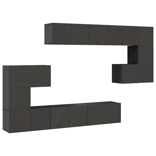 vidaXL 10-delige Tv-meubelset bewerkt hout grijs