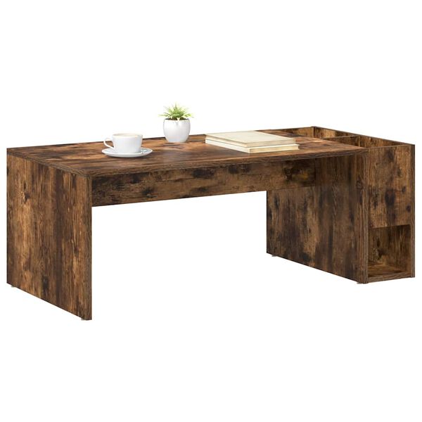 vidaXL Salontafel Gerookt eiken 101,5 x 50 x 37 cm Bewerkt hout