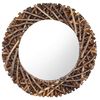 vidaXL Wandspiegel rond 60 cm teakhout