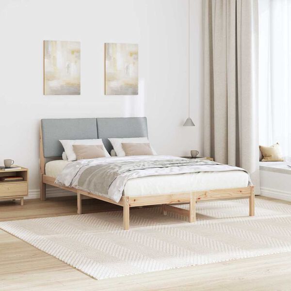 vidaXL Bedframe Bruin en lichtgrijs 140 x 200 cm Massief grenenhout