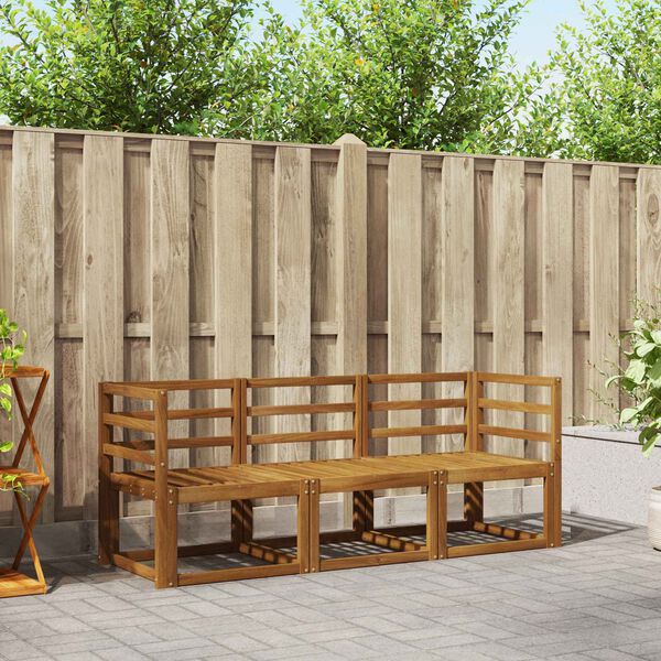 vidaXL Buiten bankenset met kussen 3 pcs Natuurlijk en Lichtgrijs