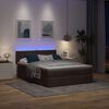 vidaXL Bed poef met matras en LED's 140x190 cm stof donkerbruin