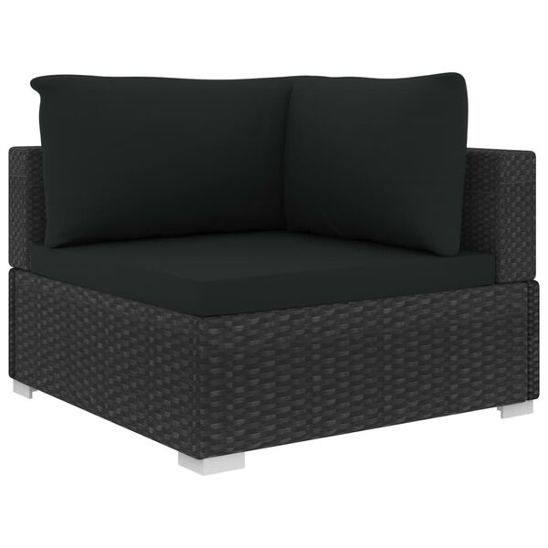 vidaXL 9-delige Loungeset met kussens poly rattan zwart