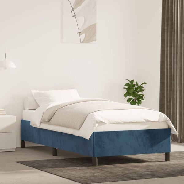 vidaXL Bedframe zonder matras 80x200 cm fluweel donkerblauw