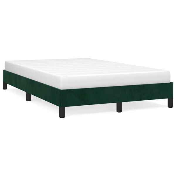 vidaXL Bedframe zonder matras 120x190 cm fluweel donkergroen