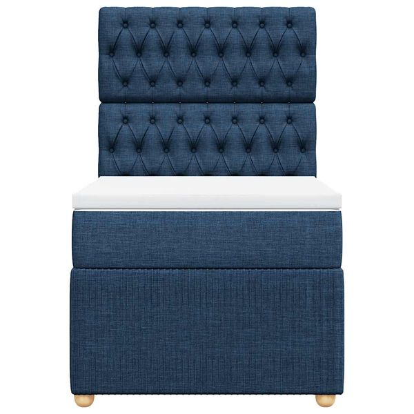 vidaXL Boxspring met matras stof blauw 100x200 cm