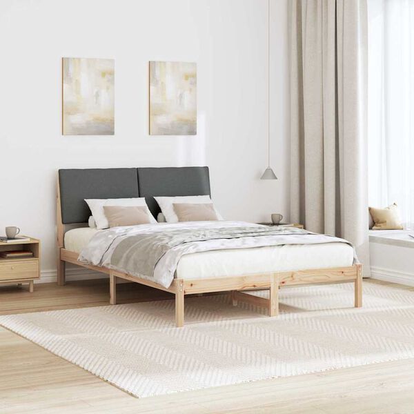 vidaXL Bedframe Bruin en donkergrijs 140 x 190 cm Massief grenenhout