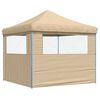 vidaXL Partytent inklapbaar pop-up met 2 zijwanden beige
