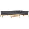 vidaXL 5-delige Loungeset pallet met kussens massief acaciahout