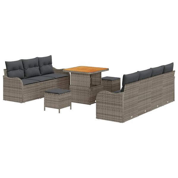 vidaXL Tuin Sofa Set met kussen met opslag 10 pcs Grijs