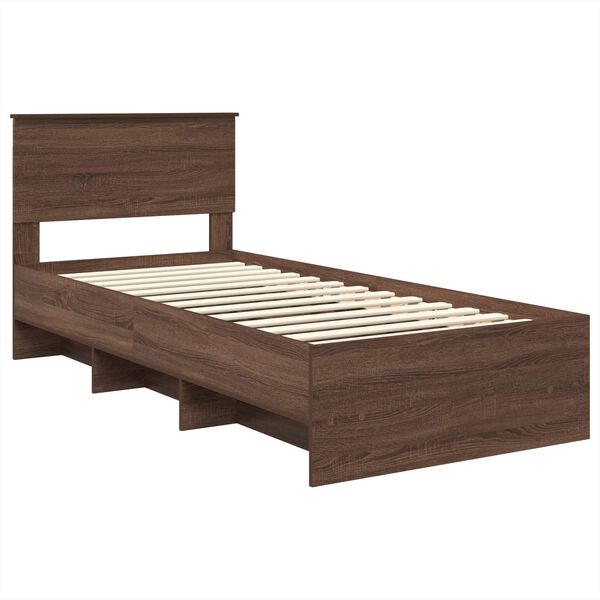 vidaXL Bedframe met hoofdeinde Bruin Eiken 80 x 200 cm Bewerkt hout