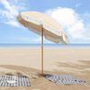 vidaXL Strandparasol Geel en Wit 160 x 160 x 196 cm Polyester en staal