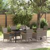 vidaXL Tuin eettafelset met kussen 7 pcs Grijs poly rattan
