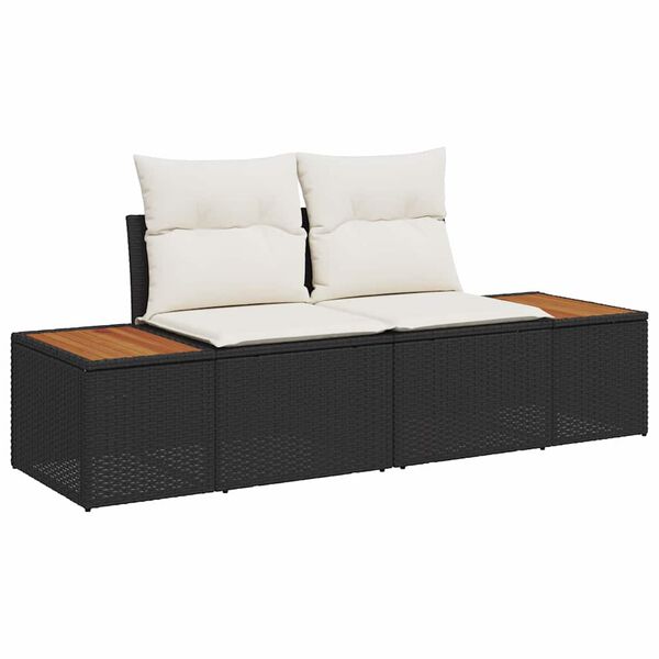 vidaXL Tuin Sofa Set met kussen 6 pcs Zwart Poly riet