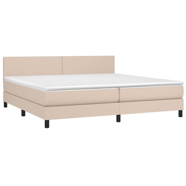 vidaXL Boxspring met matras en LED kunstleer cappuccinokleur 200x200cm