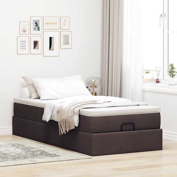 vidaXL Ottoman bed met matras 90x190cm stof donkerbruin