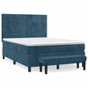 vidaXL Boxspring met matras fluweel donkerblauw 140x200 cm