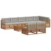 vidaXL Buiten bankenset met kussen 9 pcs Natuurlijk en Lichtgrijs