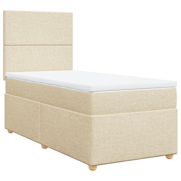 vidaXL Boxspring met matras stof cr&egrave;mekleurig 90x190 cm