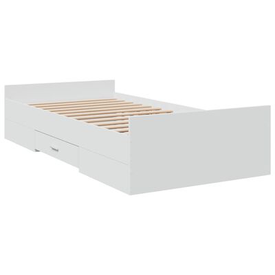vidaXL Bedframe met lades bewerkt hout wit 75x190 cm
