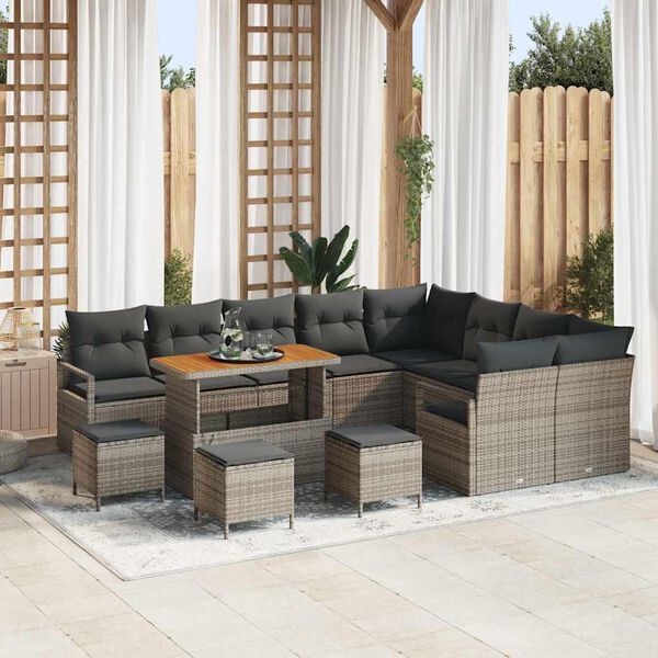 vidaXL Tuin Sofa Set met kussen met opslag met kussen 13 pcs Grijs