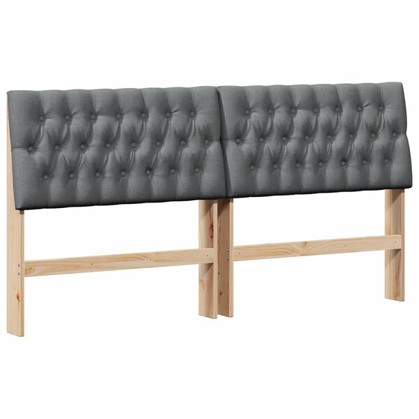 vidaXL Gestoffeerd hoofdbord Donkergrijs 180 cm Massief grenenhout