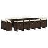 vidaXL 15-delige Tuinset met kussens poly rattan bruin